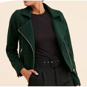 Greylin Anthropologie Green Moto Jacket size Medium boho outerwear